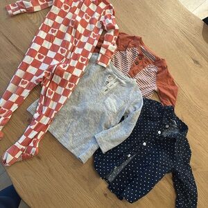 Boys 12-18 Month Shirt & PJ Bundle – 4 Pieces - (Target, Old Navy, LC Little Co)